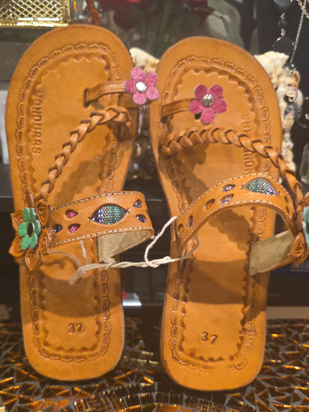 Women’s Tan Braided Floral Sandals - Stylish Summer Comfort